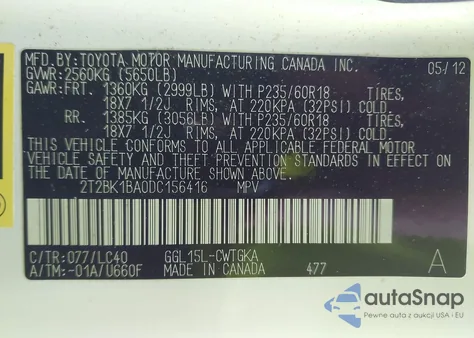 2013 Lexus Rx 350 из США, поврежденный, VIN 2T2BK1BA0DC156416